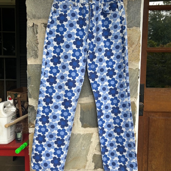 Zara Blue and White Floral Jeans - Picture 3 of 3